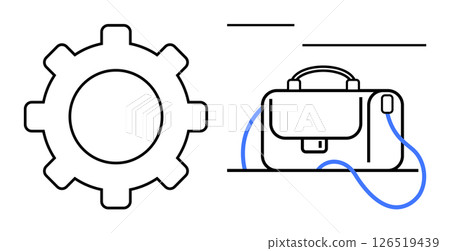 Gear cog next to a briefcase symbolizing engineering and business synergy. Ideal for business, engineering projects, corporate presentations, educational materials, tech startups, strategic planning Gear cog next to a briefcase symbolizing engineering and business synergy. Ideal for business, engineering projects, corporate presentations, educational materials, tech startups, strategic planning 126519439