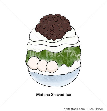 抹茶奶油刨冰-線條畫插圖 抹茶奶油刨冰-線條畫插圖 126519500