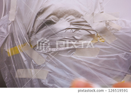 Car bumper scratch repair, body color spray painting 126519591