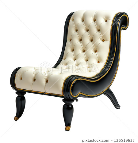 Luxurious chaise with gold accents and plush upholstery for elegance 126519635