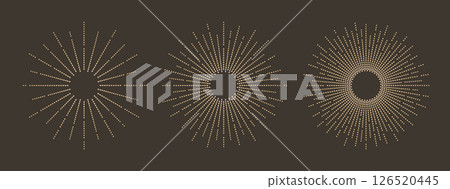 Bohemian sunburst, starburst, firework design. Abstract magic modern boho sun, star frame. Vector sparkle rays, flashes. Bohemian sunburst, starburst, firework design. Abstract magic modern boho sun, star frame. Vector sparkle rays, flashes. 126520445