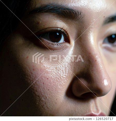 Woman in her 30s, close-up of bare face 126520717