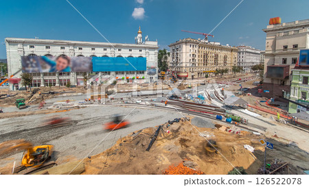 Work bulldozer on the construction of a road timelapse Work bulldozer on the construction of a road timelapse 126522078