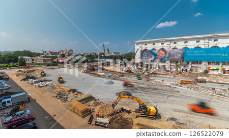 Work bulldozer on the construction of a road timelapse Work bulldozer on the construction of a road timelapse 126522079