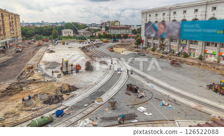 Work bulldozer on the construction of a road timelapse 126522088