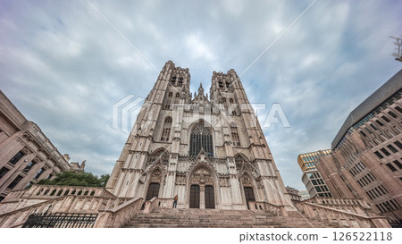 Hyperlapse of the Brussels Cathedral of St. Michael and St. Gudula, Belgium. Hyperlapse of the Brussels Cathedral of St. Michael and St. Gudula, Belgium. 126522118