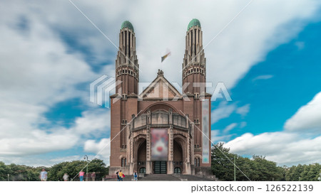 Timelapse hyperlapse of the National Basilica of the Sacred Heart in Brussels, Belgium Timelapse hyperlapse of the National Basilica of the Sacred Heart in Brussels, Belgium 126522139
