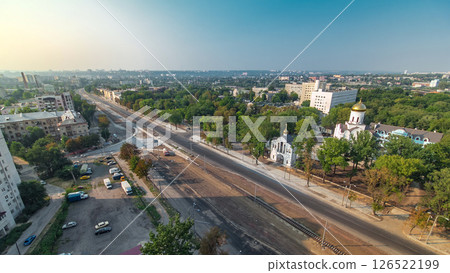 Panoramic aerial view of road big construction site timelapse 126522199