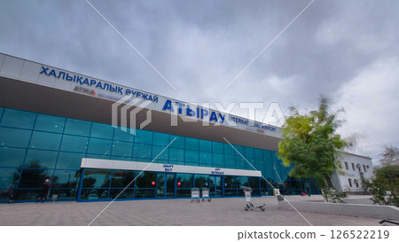 Airport in the city of Atyrau timelapse hyperlapse. Airport in the city of Atyrau timelapse hyperlapse. 126522219