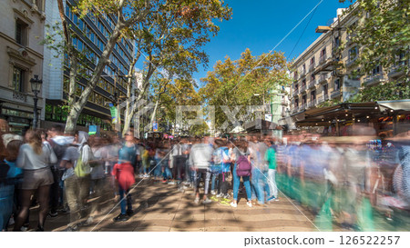 La Rambla street in Barcelona timelapse hyperlapse, Spain. 126522257
