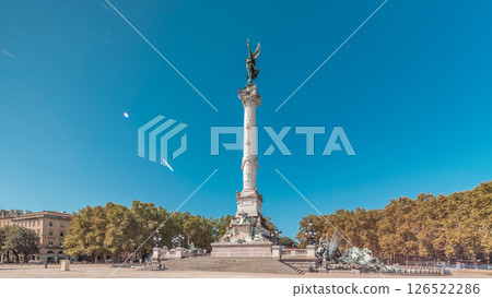 Monument Aux Girondins on Esplanade Des Quinconces timelapse hyperlapse in Bordeaux, France 126522286