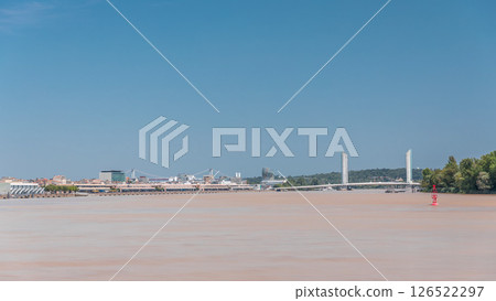 Bordeaux skyline, Jacques Chaban-Delmas lifting bridge over the Garonne River timelapse Bordeaux skyline, Jacques Chaban-Delmas lifting bridge over the Garonne River timelapse 126522297