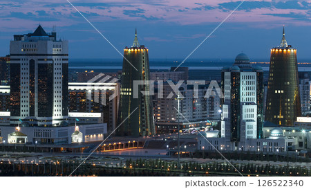 Presidential Park Prezidenttik sayabak and Palace Akorda day to night timelapse 126522340
