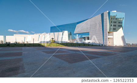 National Museum of Republic of Kazakhstan and the fountain Sak warriors timelapse hyperlapse in Astana National Museum of Republic of Kazakhstan and the fountain Sak warriors timelapse hyperlapse in Astana 126522353