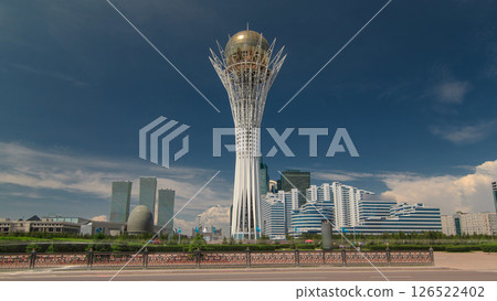 Bayterek timelapse hyperlapse is a monument and observation tower in Astana. Main symbol of city. 126522402