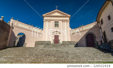 Church of the Capuchins of Albano Laziale illuminated by the sun timelapse hyperlapse in a summer day 126522418