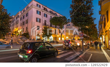 Typical medieval narrow street in beautiful town of Albano Laziale night timelapse, Italy Typical medieval narrow street in beautiful town of Albano Laziale night timelapse, Italy 126522429