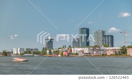 Timelapse of the most fashionable modern towers in Amsterdam, located in the city center on the Hey embankment. Netherlands 126522465