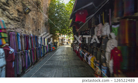 Walk through the tourist market with wide range of sunglasses, magnets, arabian lamps and other souvenirs timelapse hyperlapse in Antalya. Walk through the tourist market with wide range of sunglasses, magnets, arabian lamps and other souvenirs timelapse hyperlapse in Antalya. 126522489