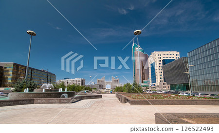 Fountain on Water-Green Boulevard timelapse hyperlapse, Nurzhol Boulevard 126522493