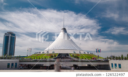 Khan Shatyr timelapse hyperlapse in Nur-Sultan, Kazakhstan. Residents of the city are walking and resting. Khan Shatyr timelapse hyperlapse in Nur-Sultan, Kazakhstan. Residents of the city are walking and resting. 126522497