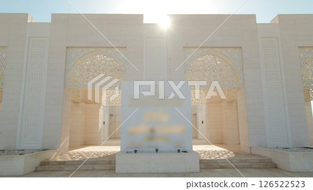 White mosque in Ajman timelapse hyperlapse, United Arab Emirates 126522523