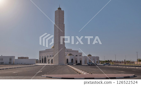 White mosque in Ajman timelapse hyperlapse, United Arab Emirates 126522524
