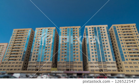 Modern new towers in Ajman timelapse hyperlapse. Cityscape of Ajman. 126522547