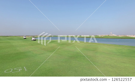 Aerial view of a golf course Aerial view of a golf course 126522557