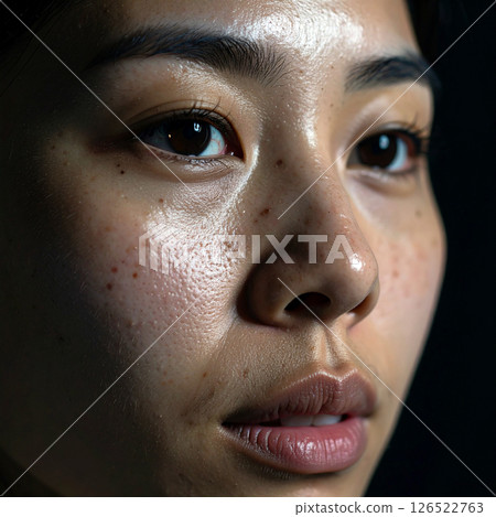 Woman in her 30s, close-up of bare face 126522763