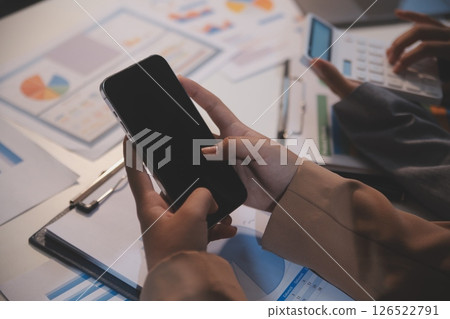 Business conference, marketing research, sales strategy analysis for business growth. and investment planning consulting. Accounting finance concept. 126522791