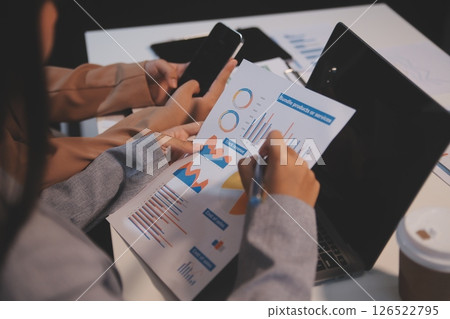 Business conference, marketing research, sales strategy analysis for business growth. and investment planning consulting. Accounting finance concept. 126522795