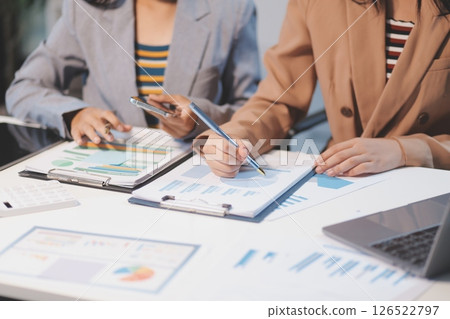 Business conference, marketing research, sales strategy analysis for business growth. and investment planning consulting. Accounting finance concept. 126522797