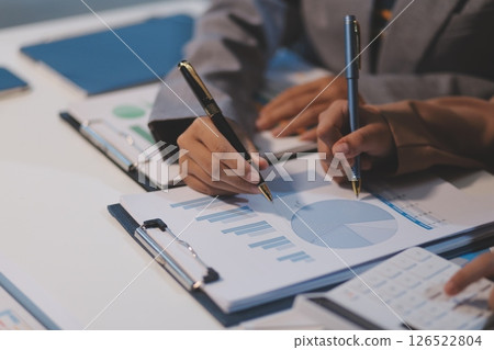 Business conference, marketing research, sales strategy analysis for business growth. and investment planning consulting. Accounting finance concept. 126522804