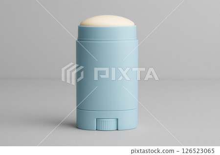 Minimalist Blue Deodorant Stick on Light Background 126523065