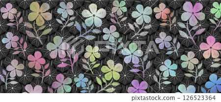 Illustration of rainbow colored flowers, background illustration of colorful flowers on a black background, illustration of a fantastic flower field Illustration of rainbow colored flowers, background illustration of colorful flowers on a black background, illustration of a fantastic flower field 126523364
