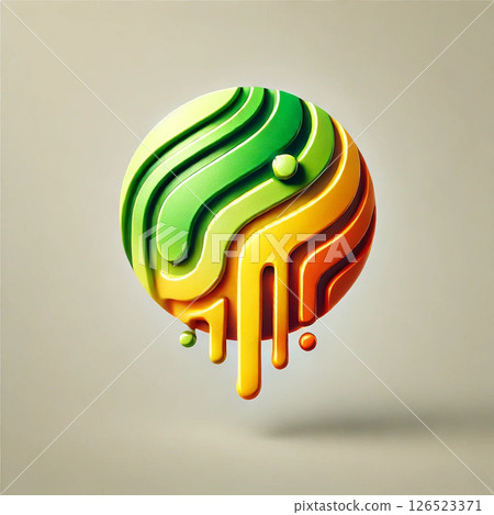 流行標誌球背景插圖！未來派圖標！黃色、綠色和橙色！角色球 126523371