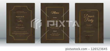 Luxury Brown and Gold Wedding Invitation Card Set 126523645