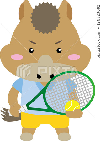 可愛的馬角色打網球 | 2026 馬年生肖插畫 可愛的馬角色打網球 | 2026 馬年生肖插畫 126523682