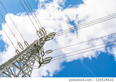 A tower carrying high-voltage cables A tower carrying high-voltage cables 126524628