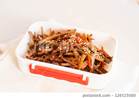 Kinpira burdock in a container Kinpira burdock in a container 126525080