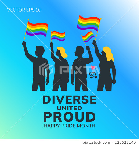 Diverse United Proud Pride Month LGBTQ Poster 126525149