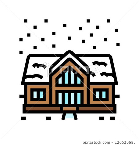 snowy winter cabin wooden color icon vector illustration 126526683