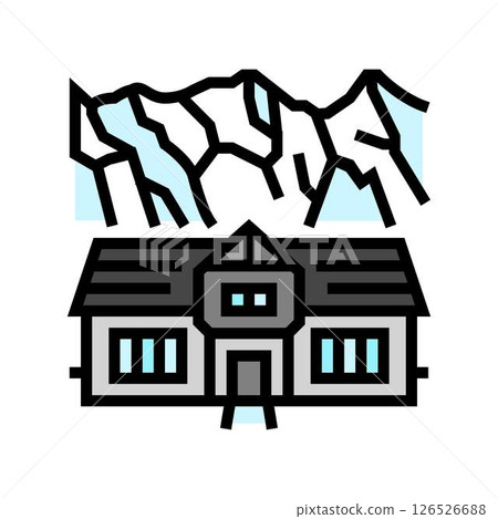mountain cabin wooden color icon vector illustration 126526688
