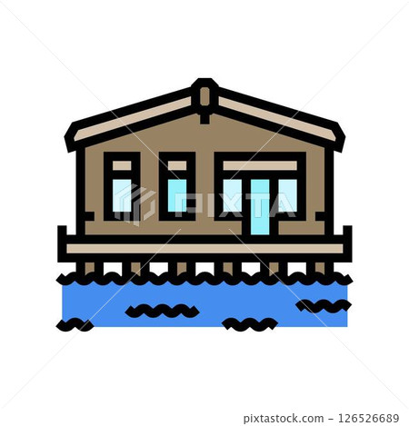 fishing cabin wooden color icon vector illustration 126526689