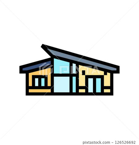 modern minimalist wood cabin wooden color icon vector illustration 126526692