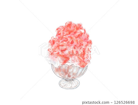 Sweet and sour, cool and delicious strawberry milk shaved ice 126526698