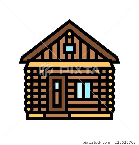 rustic log cabin wooden color icon vector illustration 126526705