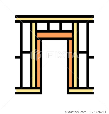 door wood frame house color icon vector illustration 126526711