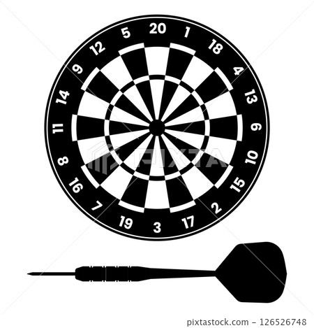 Darts Silhouette. Black and White Icon Design Elements on Isolated White Background 126526748